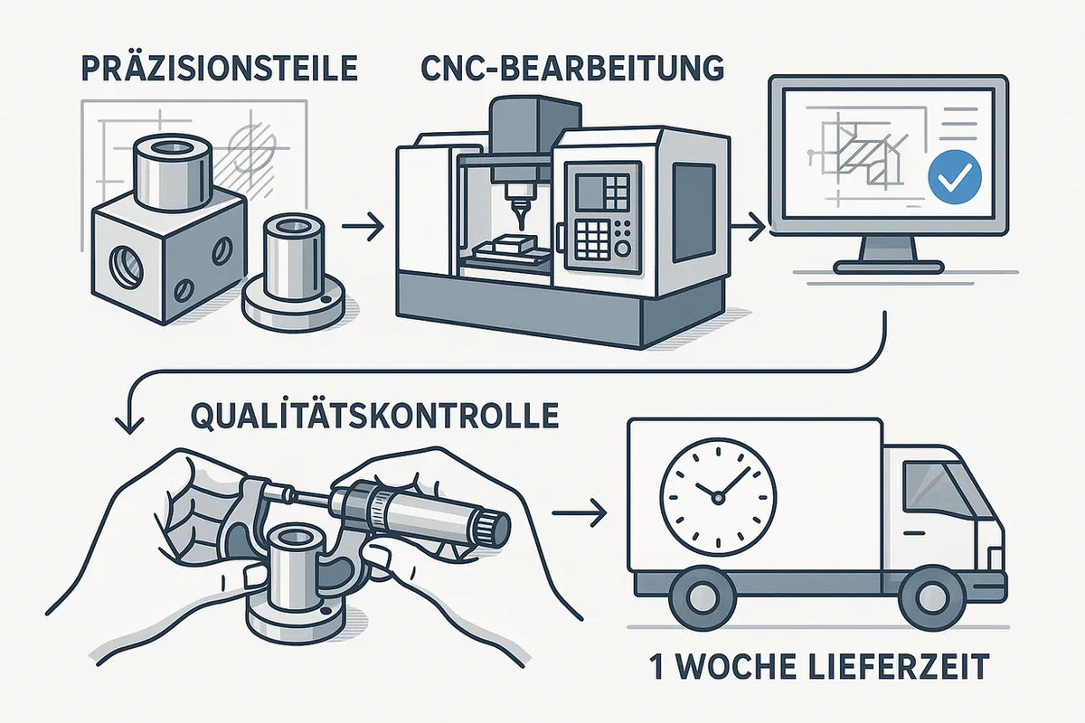 CNC-Einzelteil wird mit Pr�zisionsmessger�t gepr�ft � schnelle Lieferung ab 1 Woche